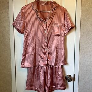 pink satin pajama pants